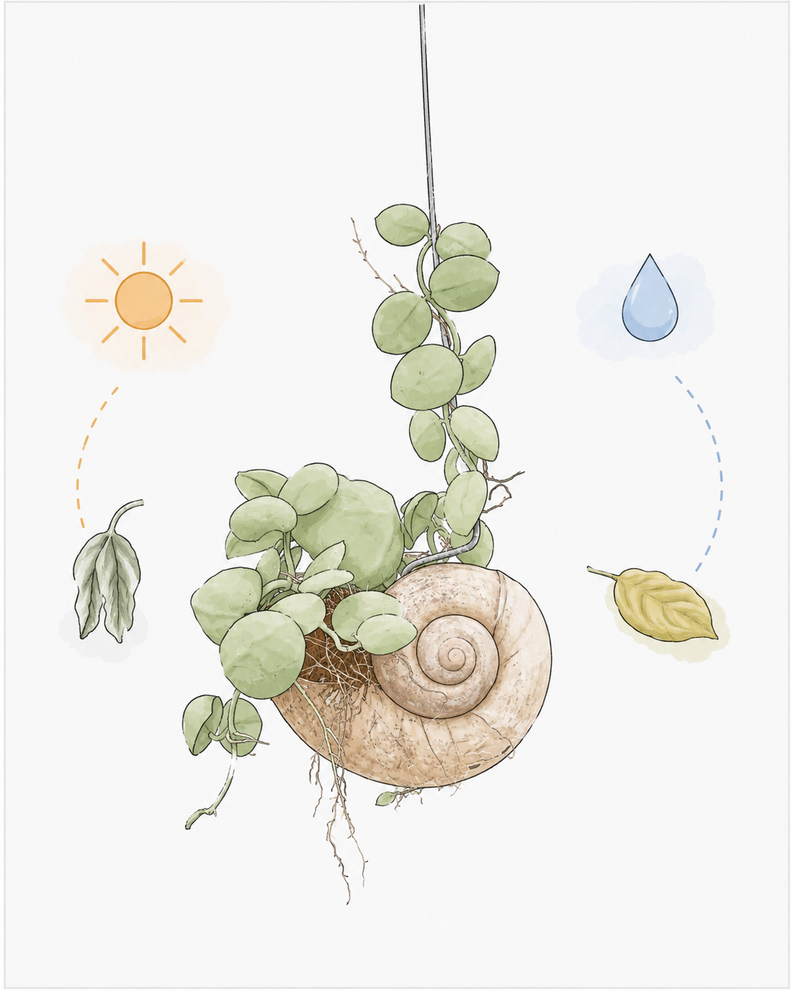 Dischida met een te droog blad en een te nat blad aanduidingen